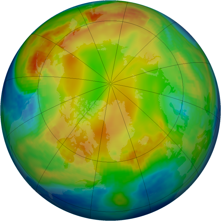 Arctic ozone map for 21 January 1988